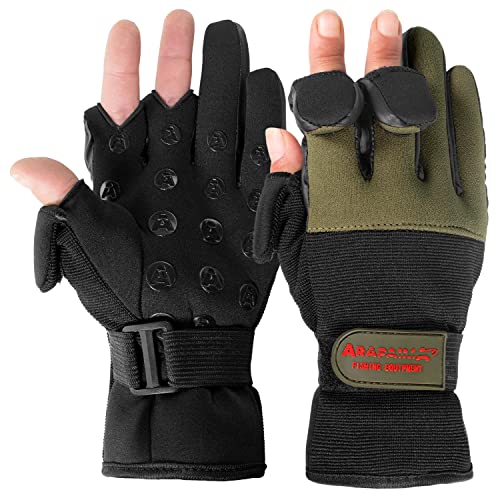 Arapaima Fishing Equipment® Neopren Angelhandschuhe 'Wizard' | Thermo Angel Handschuhe | Anglerhandschuhe | Fishing Gloves - Oliv/Schwarz - 3XL von Arapaima Fishing Equipment