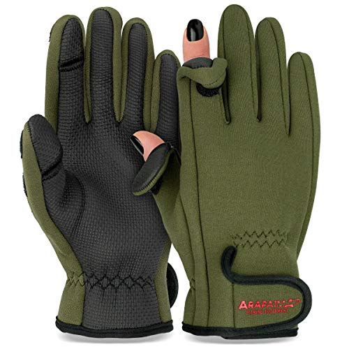 Thermo Angelhandschuhe 'Spin' | Neopren Angel Handschuhe | Anglerhandschuhe | Fishing Gloves - Oliv - 3XL von Arapaima Fishing Equipment