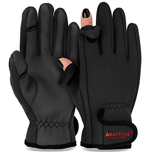 Thermo Angelhandschuhe 'Spin' | Neopren Angel Handschuhe | Anglerhandschuhe | Fishing Gloves - Schwarz 3XL von Arapaima Fishing Equipment
