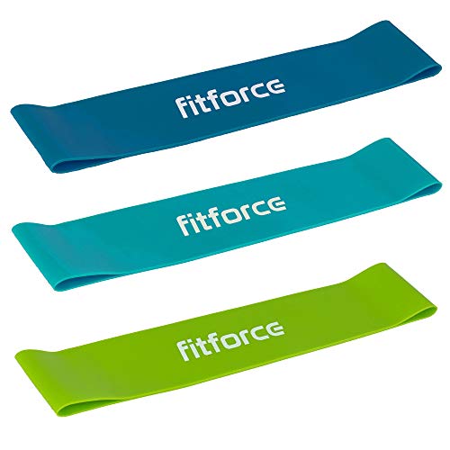 Fitforce Fitnessband aus Latex 3er Set Fitnessbänder Widerstandsband 3 Stärken Resistanceband Band für Fitness, Kraft, Schlank, Yoga, Heim-Fitnessgeräte für Männer und Frauen von ARCORE