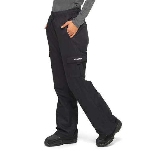 Arctix Damen Pull Over Lined Snow Pants Lumi Cargo-Schneehose zum Überziehen mit Fleece gefüttert, schwarz, Small Short von Arctix