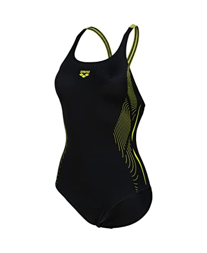 ARENA Damen Women's Swimsuit Swim Pro Back Graphic Badeanz ge, Black-soft Green, 44 EU von ARENA