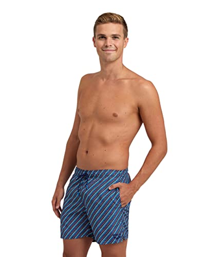 ARENA Herren Men's Beach Boxer Allover Swim Trunks, Navy-diagonal Pattern Multi, M EU von ARENA