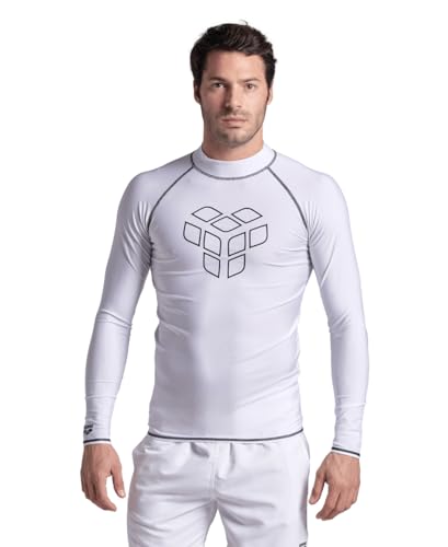 ARENA Herren UV-Schutz Rash Graphic Langarm Shirt, White-black, XL von ARENA