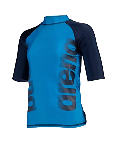 ARENA Jungen Unisex Jr Arena Vest S/S Graphic Rash Guard Shirt, Turquoise-navy, 140 EU von ARENA