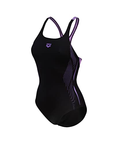 ARENA Damen Women's Pro Back Graphic Lb One Piece Swimsuit, Black-lavanda, 38 EU von ARENA
