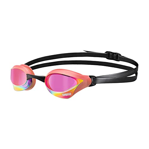 ARENA Unisex Cobra Core Swipe Anti-Fog Racing Swim Goggles for Men and Women Polycarbonate Mirror Lens, Violet/Coral von ARENA