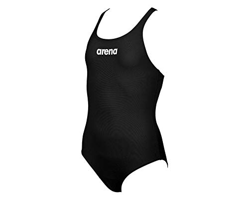 arena Mädchen Trainings Badeanzug Solid Swim Pro (Schnelltrocknend, UV-Schutz UPF 50+, Chlorresistent), Black-White (55), 140 von ARENA