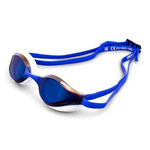 arena Unisex Training Wettkampf Schwimmbrille Python Mirror (Verspiegelt, UV-Schutz, Anti-Fog Beschichtung), blau (Blue Mirror-White), One Size von ARENA