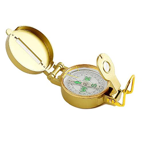 ARFUKA Kompass Professioneller Taschenkompass Peilkompass Messing Kompass Visierkompass Militärkompass für Abenteuer Camping Orientierung Gold von ARFUKA