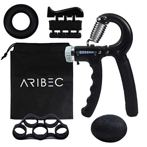 ARIBEC Handgrip Professional Set mit 5 verstellbaren Taschen, Unterarm-Stärkung mit Heimtraining, Handgrip Handtrainer für komfortables Unterarm-Training, Kunststoff von ARIBEC