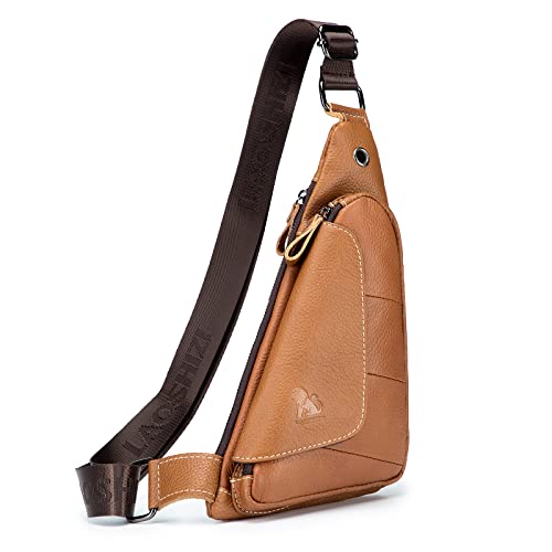 Nefli Echtleder Brusttasche für Männer Umhängetasche Crossbody Sling Taschen für Reisen Arbeit Business Braun von ARKTOS