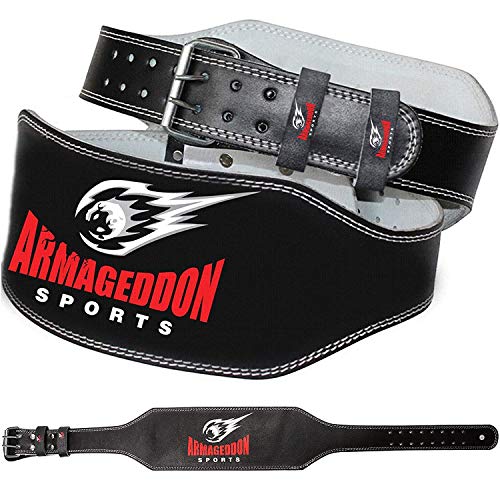 ARMAGEDDON SPORTS Gewichthebergürtel Gym Gürtel 15 cm Echt Leder - Premium-Qualität für Fitness Sport (L (85-105 cm Taillenumfang)) von ARMAGEDDON SPORTS