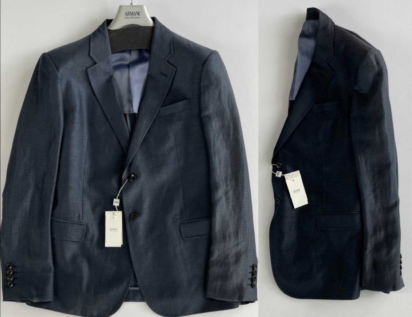 ARMANI COLLEZIONI Sakko Armani Collezioni Silk Lino Seide Leinen Sakko Regular Blazer Jacke Bl von ARMANI COLLEZIONI