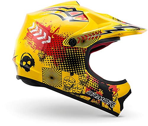 ARMOR HELMETS® AKC-49 „Yellow“ · Kinder Cross-Helm · Motorrad-Helm MX Cross-Helm MTB BMX Cross-Bike Downhill Off-Road Enduro-Helm Moto-Cross Sport · DOT Schnellverschluss Tasche XL (59-60cm) von ARMOR HELMETS