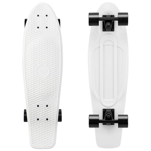 Arrow Board - 22 und 27 Zoll Skateboard, KMX Mini Cruiser Skateboard für Kinder, Jugendliche und Erwachsene, Retro Stil Penny Board (27 Zoll Weiß) von ARROW BOARD