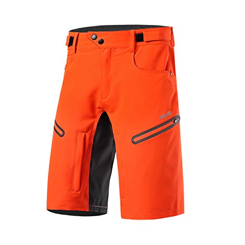 ARSUXEO Herren Fahrrad Kurze Hosen Lockere Passform Radhose mit Feuchtigkeitsableitendem Bund 2006 Orange M von ARSUXEO