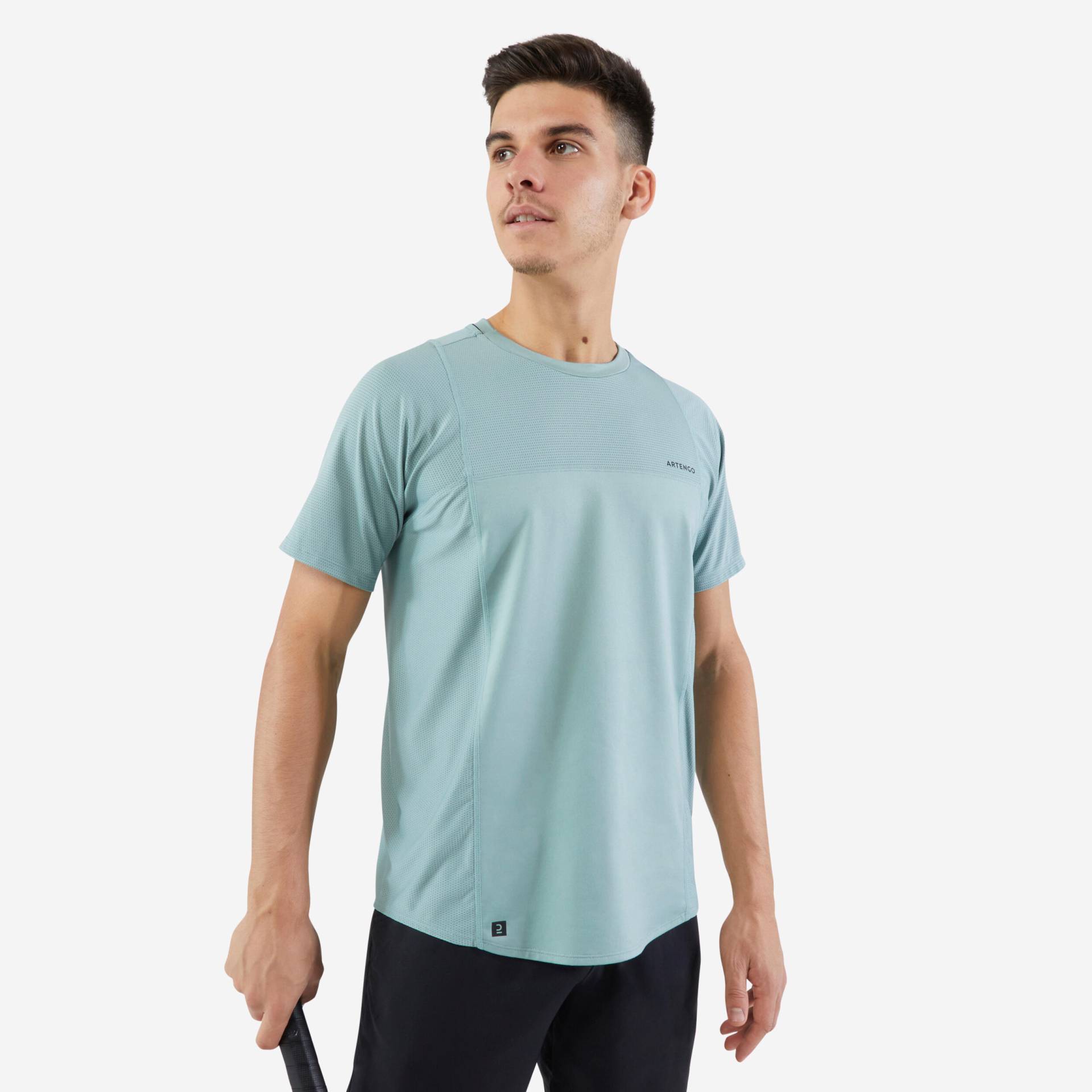 Herren Tennis T-Shirt - DRY Gaël Monfils graugrün von ARTENGO