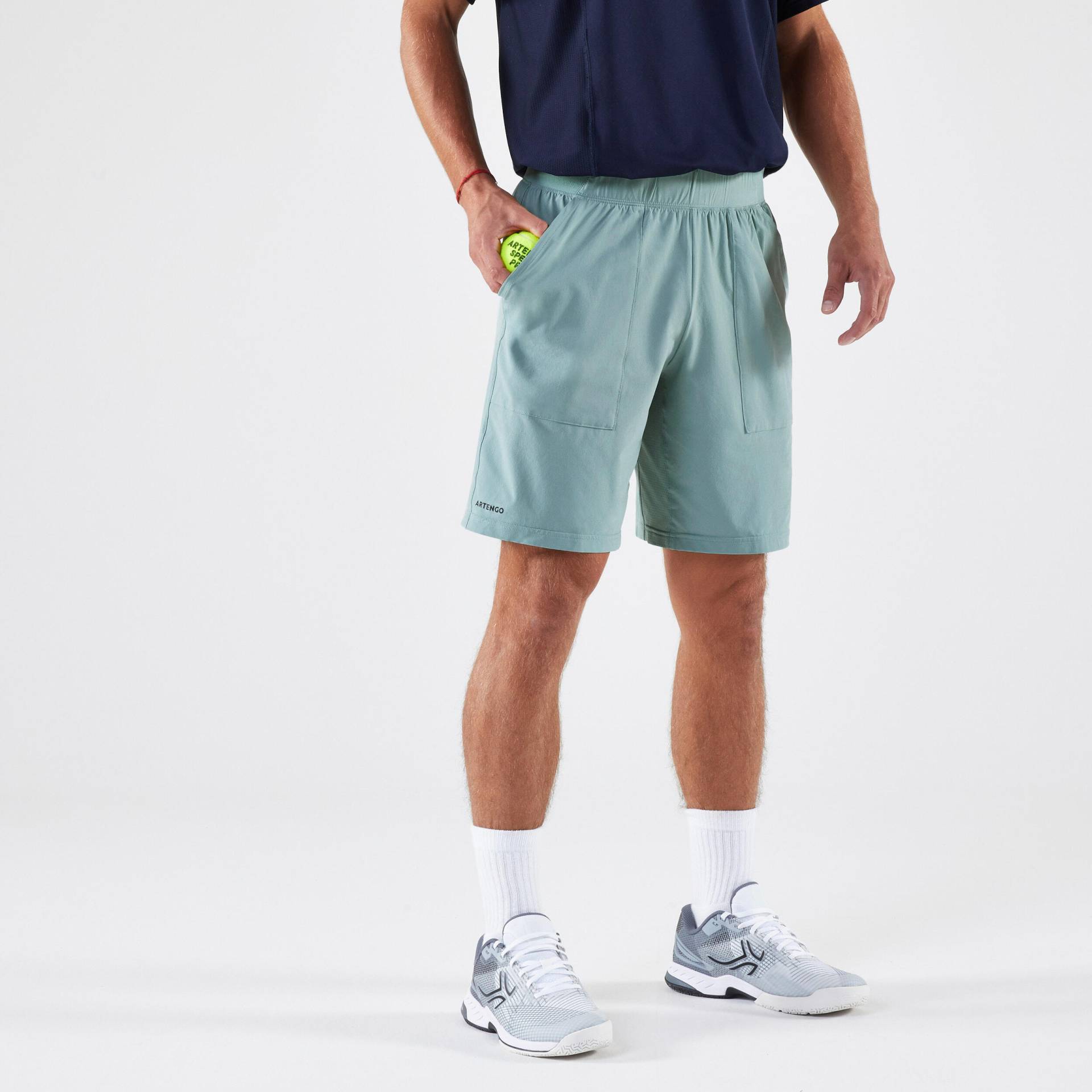 Herren Tennisshorts atmungsaktiv - Dry graugrün von ARTENGO