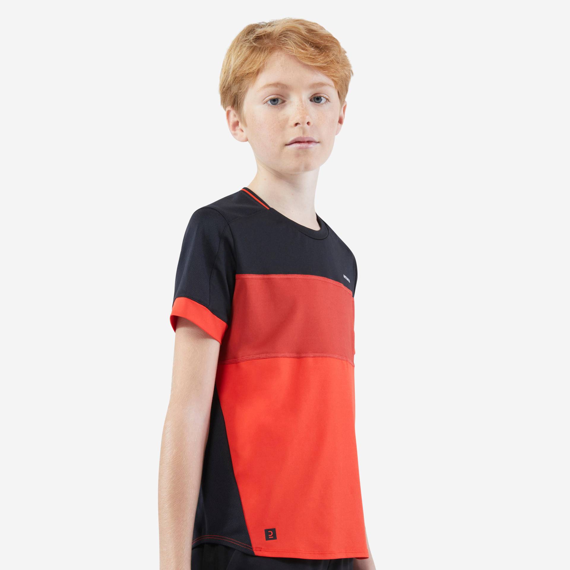 Jungen Tennis T-Shirt - TTS Dry schwarz/rot von ARTENGO