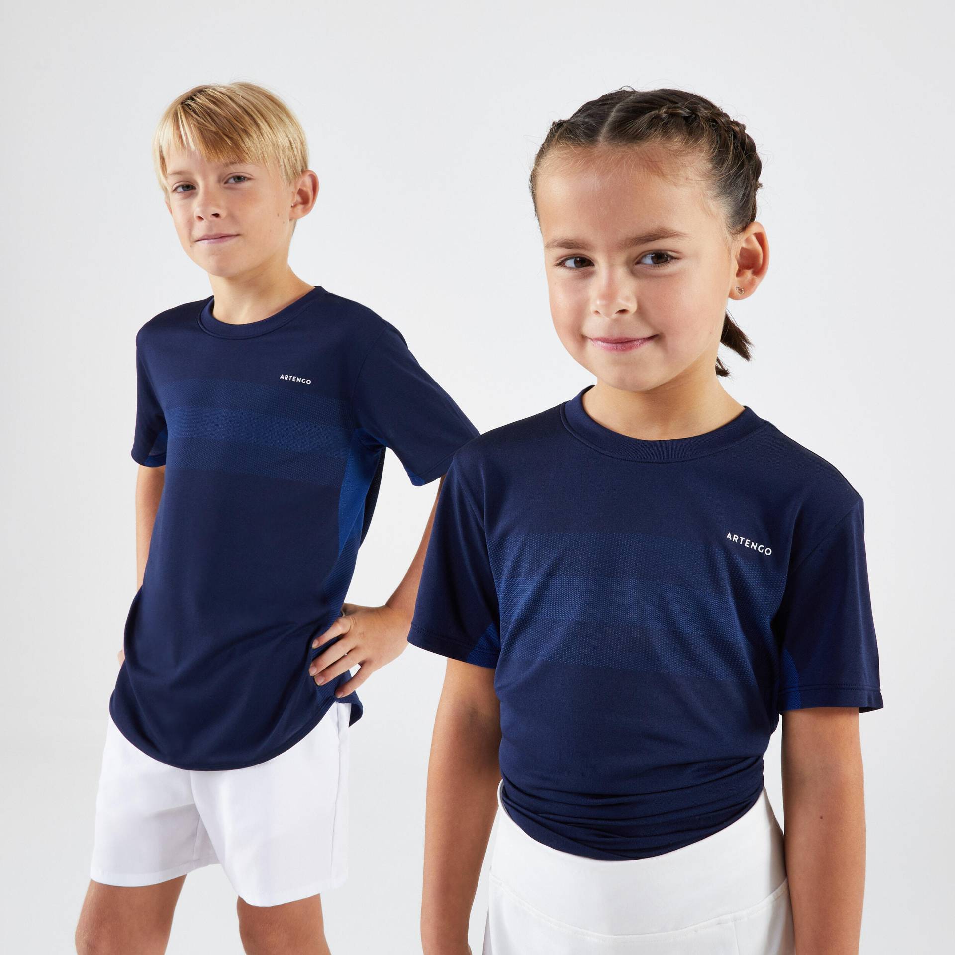 Kinder Tennis T-Shirt - T-Shirt Light dunkelblau von ARTENGO