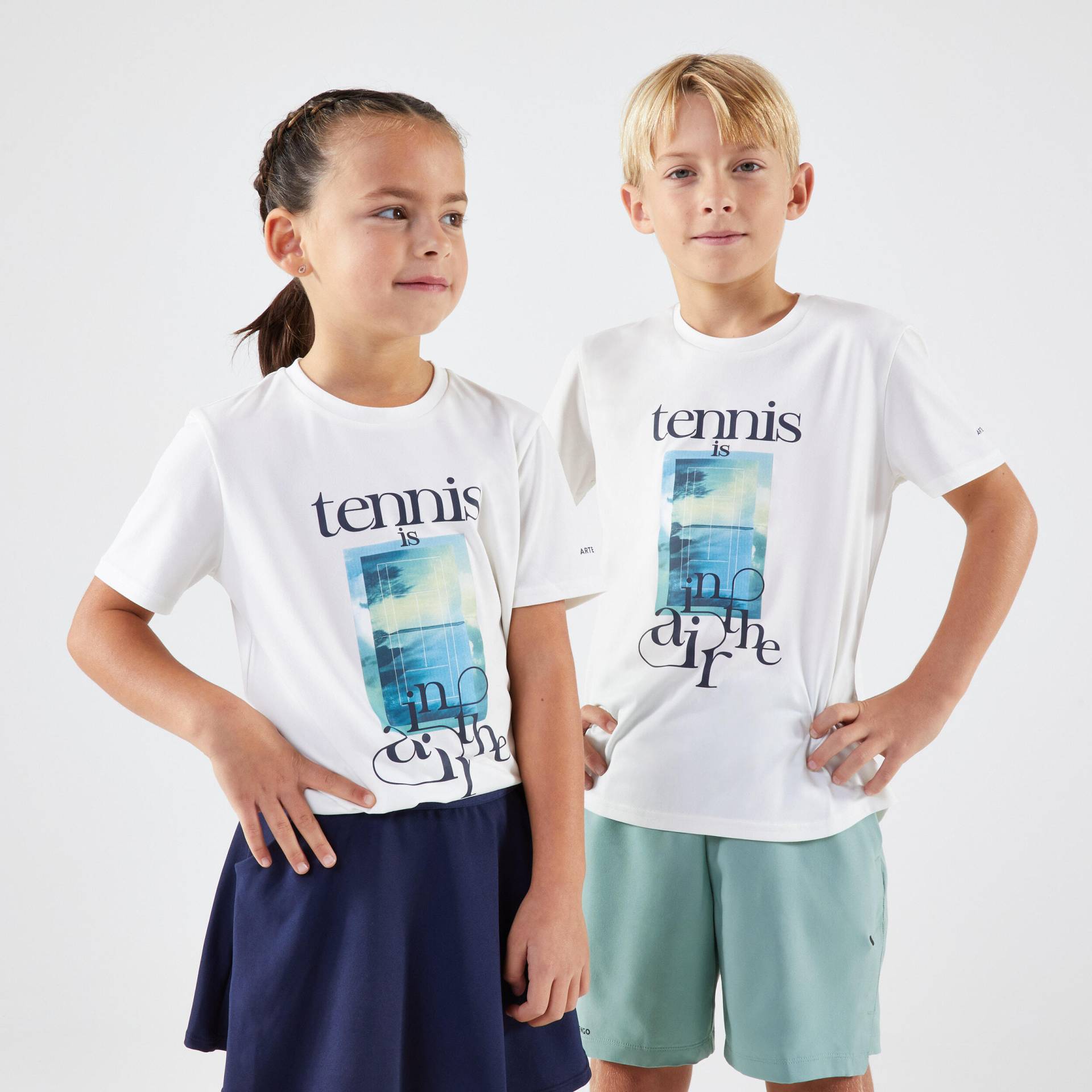 Kinder Tennis T-Shirt - TTS Essentiel weiss - Tennis is in the air von ARTENGO