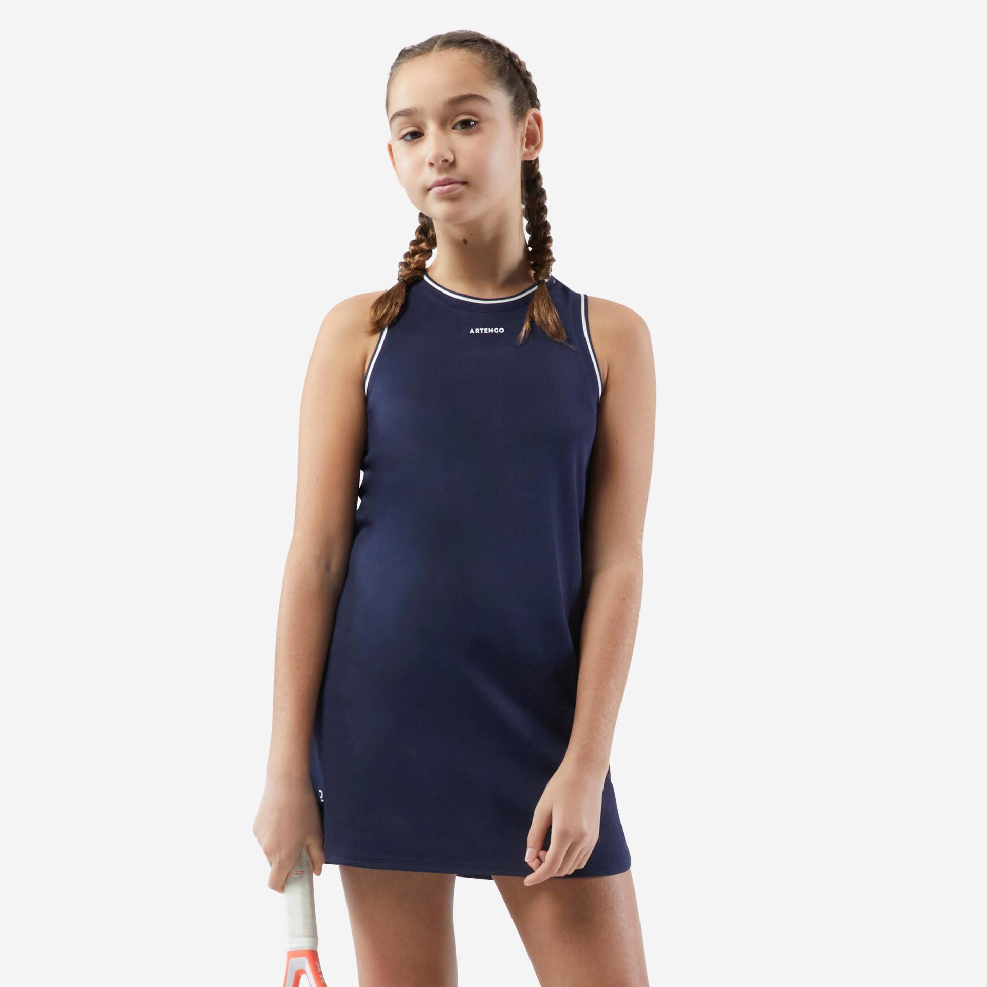 Mädchen Tenniskleid - TDR 500 marineblau/weiss von ARTENGO