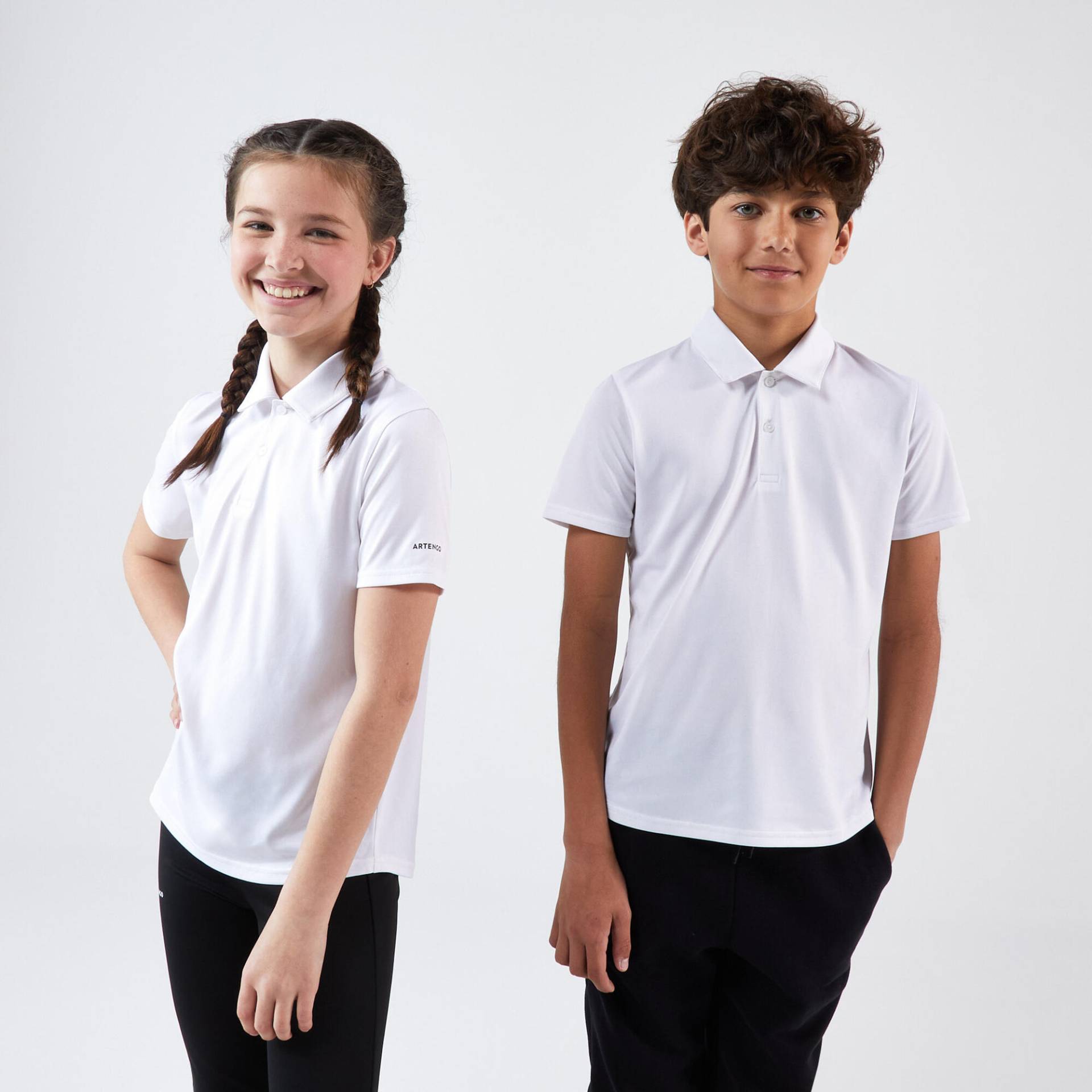 Tennis Poloshirt Kinder TPO 100 weiss von ARTENGO