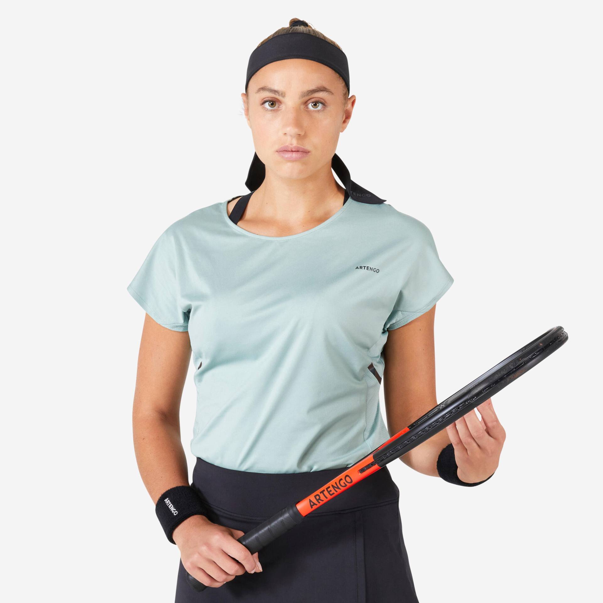 Tennis T-Shirt Damen - Dry Soft 500 graugrün von ARTENGO