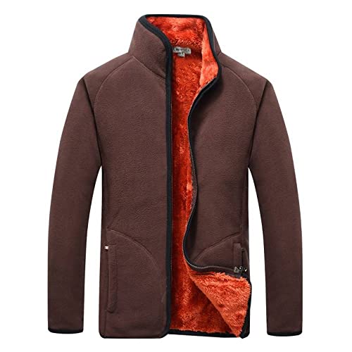 ARTQ Fleece-Jacke Unisex-Polarfleecejacke Durchgehender Reißverschluss Mit Taschen Jacke Dunkelrot Jacke Winter Freizeitjacke Langlebig Warme Fleecejacke Geschenk Für Weihnachten Neujahr Familie,XL von ARTQ