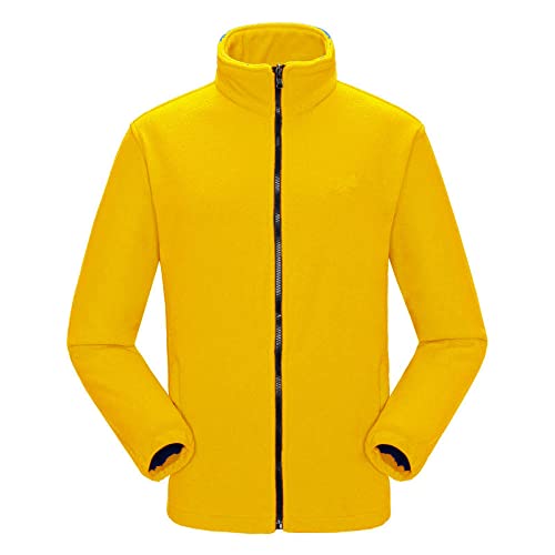 Fleece-Jacke Unisex-Polarfleecejacke Klassische Full-Zip-Jacke Winter Lässige Gelbe Jacke Warme Stehkragen-Fleecejacke Für Den Alltag Beim Skifahren Im Freien,L von ARTQ