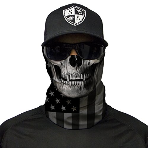 SA CO Offizielles Blackout American Flag Skull Face Shield, perfekt für alle Outdoor-Aktivitäten, schützt vor den Elemente von AS
