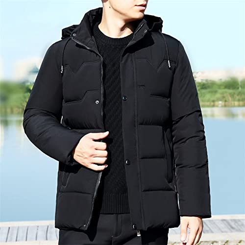 ASDFY Herren Winterjacke,Herren Jacken Winter Mit Kapuze Wintermantel Jacke Outdoor Schwarz Langarm Steppmäntel Herren Jacke Winddichte Reißverschlüsse Bodywarmer Steppjacke Für Herren Teens M von ASDFY