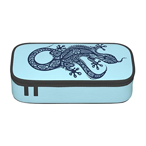 ASEELO Illustration Gecko Federmäppchen, großes Fassungsvermögen, Stifteetui, große Aufbewahrungsbox, strapazierfähig, 3 Fächer von ASEELO
