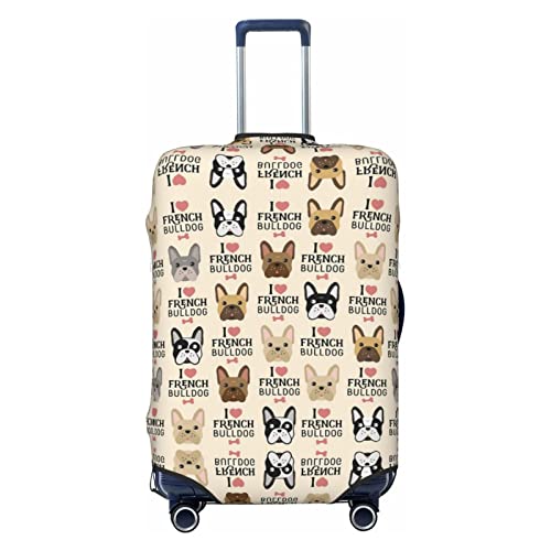 ASEELO Kofferhülle mit Aufschrift "I Love French Bulldogge", für Reisegepäck, passend für 45,7 - 81,3 cm Gepäck, Schwarz, X-Large von ASEELO