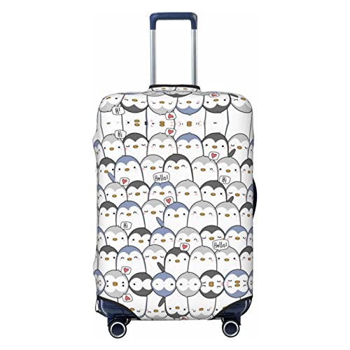ASEELO Süßer Pinguin-Koffer-Abdeckung, Reisegepäck-Abdeckung, Koffer-Schutz, passend für 45,7 - 81,3 cm Gepäck, Schwarz, X-Large von ASEELO