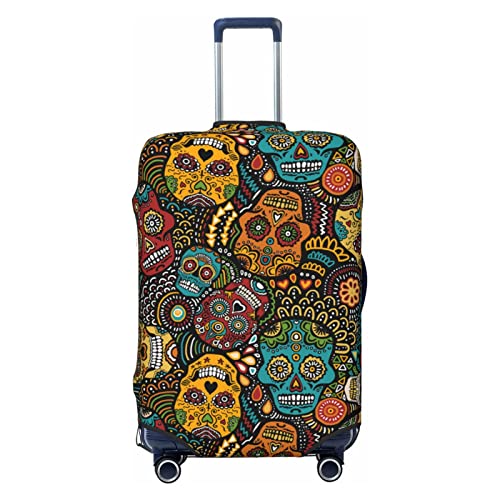 ASEELO Sugar Skulls Print Kofferhülle, Reisegepäckabdeckung Kofferschutz passend für 45,7 - 81,3 cm Gepäck, Schwarz, X-Large von ASEELO