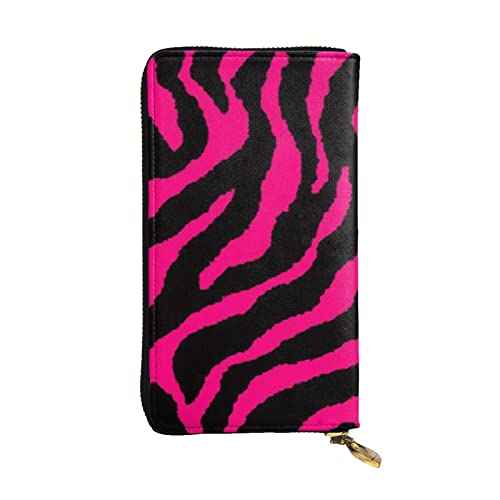 ASEELO Zebra Tiger Leopard Pink Damen Reisebrieftasche Lange Münzbörse Clutch Handy Leder Reißverschluss Kartenbörse, Schwarz, Einheitsgröße von ASEELO