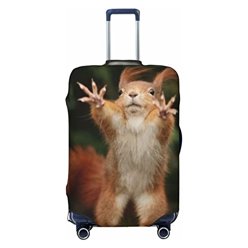 Eichhörnchen lustige Tier-Kofferabdeckung, Reisegepäckabdeckung, Kofferschutz, passend für 45,7 - 81,3 cm Gepäck, Schwarz, Small Eichhörnchen lustige Tier-Kofferabdeckung, Reisegepäckabdeckung, Kofferschutz, passend für 45,7 - 81,3 cm Gepäck, Schwarz, Small von ASEELO