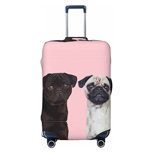 Lustige Tier-Mops-Hundekoffer-Abdeckung, Reisegepäck-Abdeckung, Koffer-Schutz, passend für 45,7 - 81,3 cm Gepäck, Schwarz, X-Large von ASEELO