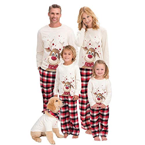 Pyjama Damen Nachthemd Schlafanzug Family Christmas Pyjamas Kleidungsset Family Xmas Adult Kids Pyjamas Set Family Look Passende Kleidung Nachtwäsche Dad3XL Weiß von Generic