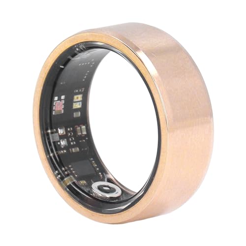 ASHATA Smart Ring, Fitness Tracker Smart Ring mit APP, IP68 Wasserdichter BT Fitness Tracker Ring für den Täglichen Gebrauch, für Damen und Herren, Gold (12) von ASHATA