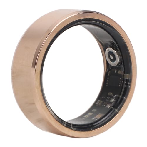 ASHATA Smart Ring, Schrittzähler mit APP, Fitness Tracker Smart Ring, IP68 Wasserdichter Fitness Tracking Ring mit Tragbarem Ladeetui, für Damen und Herren, Gold (10) von ASHATA