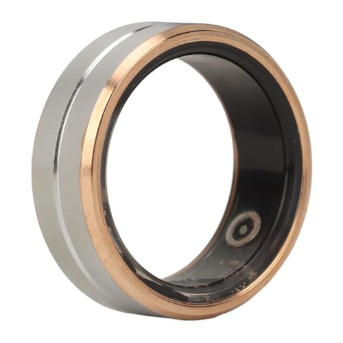 Smart Ring, Fitness Smart Ring, IP68 wasserdichte BT Fitness Tracker Ringe, Fernkamerasteuerung mit APP, für Männer Frauen, Silber Gold (10) von ASHATA