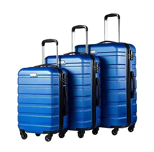 ASHSDI Koffer Reisekoffer Trolley 3-teiliges ABS-Gepäckset Mit TSA-Schlössern, Inklusive 20", 24", 28" Spinner-Koffer Boardcase Handgepäck (Color : Blue, Size : 20+24+28in) von ASHSDI