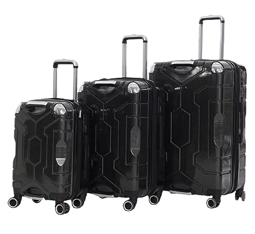 ASHSDI Koffer Reisekoffer Trolley 3-teiliges Gepäckset, Großraumkoffer, Handgepäck, TSA-Zollkoffer Boardcase Handgepäck (Color : Black, Size : 20+24+28in) von ASHSDI