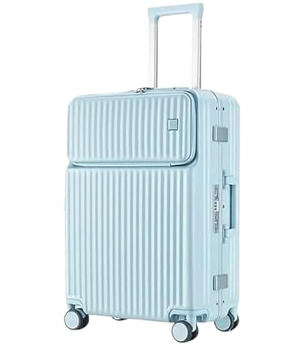 ASHSDI Koffer Reisekoffer Trolley Gepäckbeständiger Hartgepäck-Aluminiumrahmen, Handgepäck-Sicherheitsschloss-Koffer Boardcase Handgepäck (Color : Blue, Size : 22in) von ASHSDI