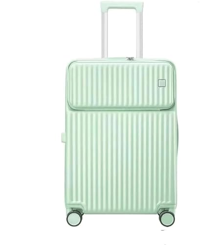 ASHSDI Koffer Reisekoffer Trolley Handgepäck, Äußerst Robuster Koffer, Gepäckbeständig, Harter, Leichter Aluminiumrahmen Boardcase Handgepäck (Color : Grün, Size : 24inch) von ASHSDI