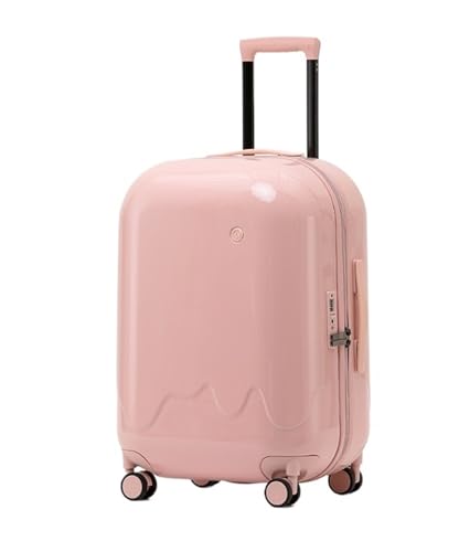 ASHSDI Koffer Reisekoffer Trolley Hartschalen-Gepäckset Mit USB-Ladeloch, Trolley-Koffer Mit TSA-Codeschloss Boardcase Handgepäck (Color : Rosa, Size : 20IN) von ASHSDI