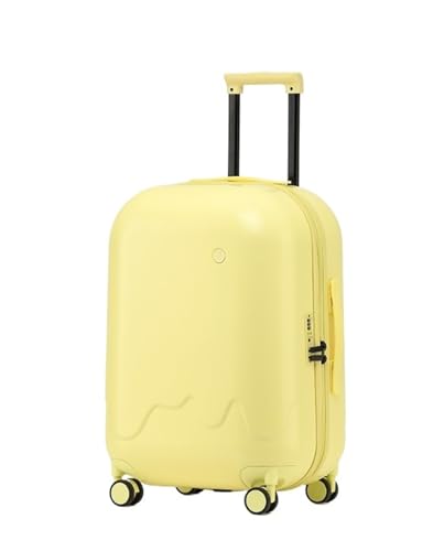 ASHSDI Koffer Reisekoffer Trolley Hartschalen-Gepäckset Mit USB-Ladeloch, Trolley-Koffer Mit TSA-Codeschloss Boardcase Handgepäck (Color : Yellow, Size : 20IN) von ASHSDI